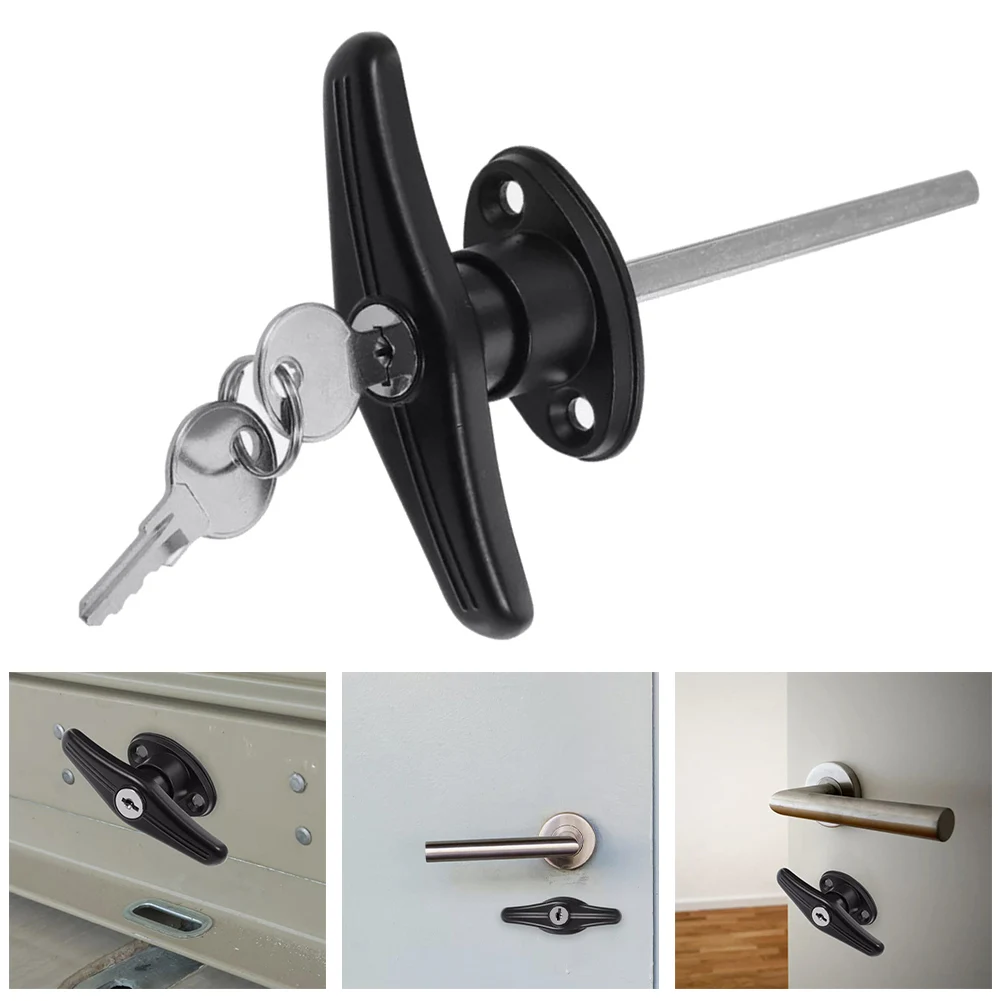 Door Lock Garage Handle T Locking Replacement Shed Hardware Handles Keyed Kit Outside Gate Universal Assembly Key