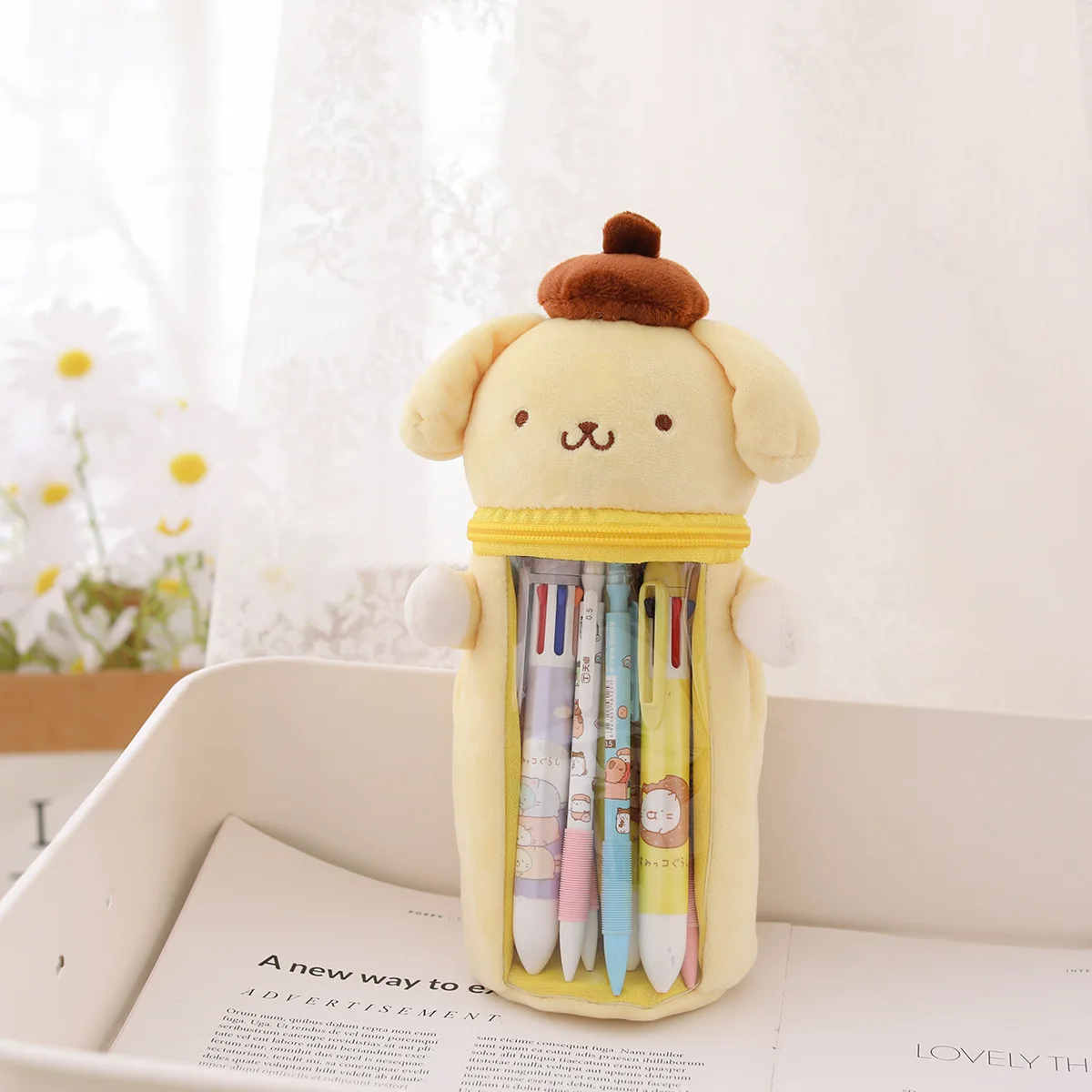 Sanrio Cartoon Cute Pencil Bag Kawaii Hello Kitty Cinnamoroll Melody Pencil  Box Fidgety Toys Decompress Stationery Bag Pen Case