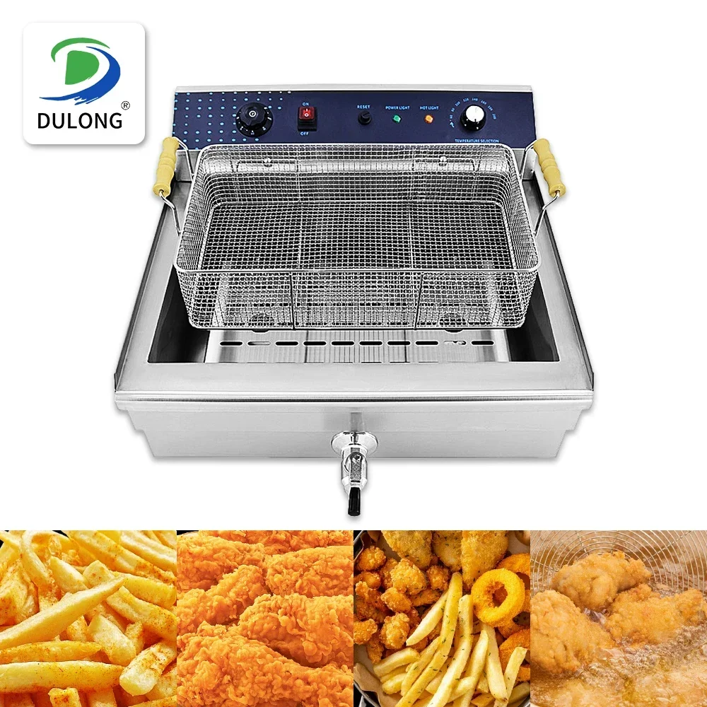 Big Capacity Commercial Electric Deep Fryer With Multi-function Cooking Snacks 30 Liters Oil Tank