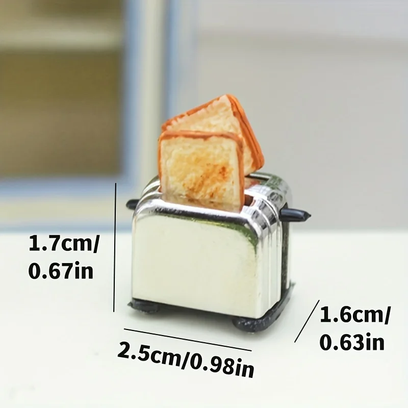 1: 12 Scale Kitchen Scene Model Mini Metal Toaster Creative Mini Breakfast Toaster Doll House Accessories Simulation