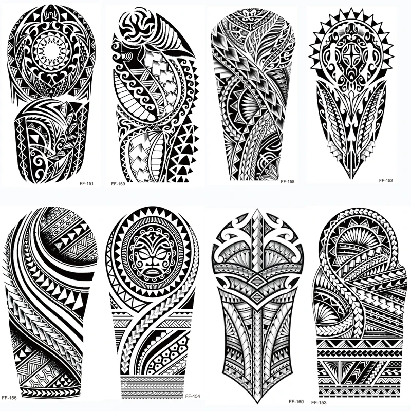 Realistic Totem Wolf Temporary Tattoos for Men Adults Black Thorns Geometric Mandala Fake Tattoo Stickers Arm Body Tatoos
