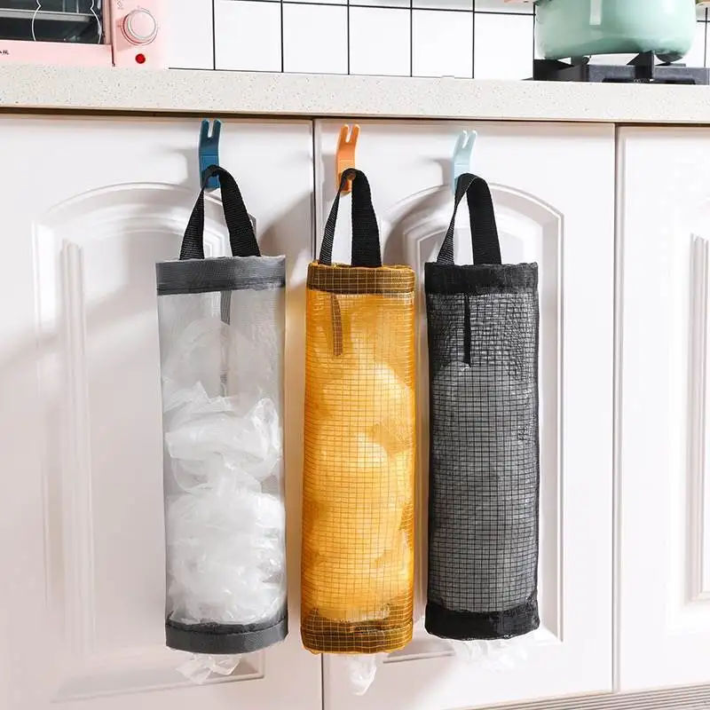 

Home Grocery Bag Holder Wall Mount Plastic Bag Holder Dispenser Hanging Storage Trash Garbage Bag Kitchen Garbage Organizer