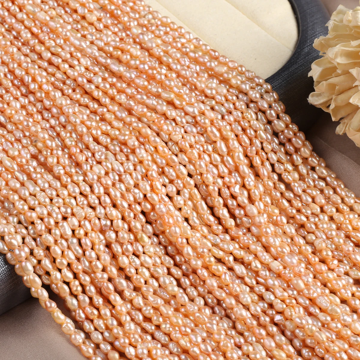 Rice Shaped 100% Natural Freshwater Pearl 3-3.5mm White Orange Purple Pearl Jewelry Making DIY Necklace Bracelet Accessory Gift