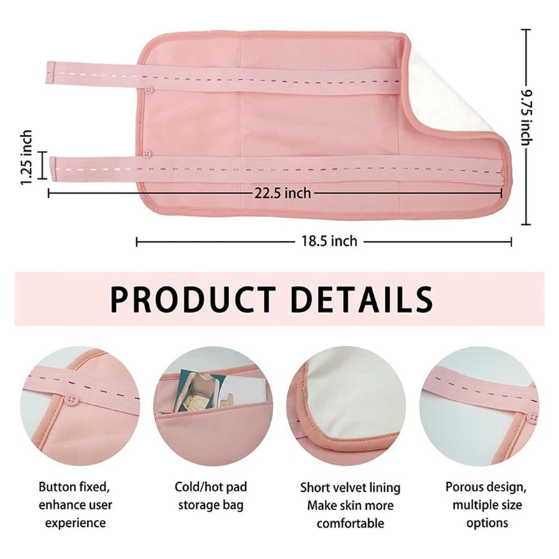 Reusable Organic Castor Oil Pack Kit, Adjustable Elastic Strap Bamboo Cotton Machine Washable Anti Oil Leak