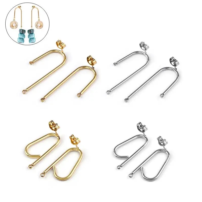 

10pcs/lot Stainless Steel Ear Studs Earring Post Base Pins with Ear Backs Earplug for Earrings DIY Jewelry Making Components