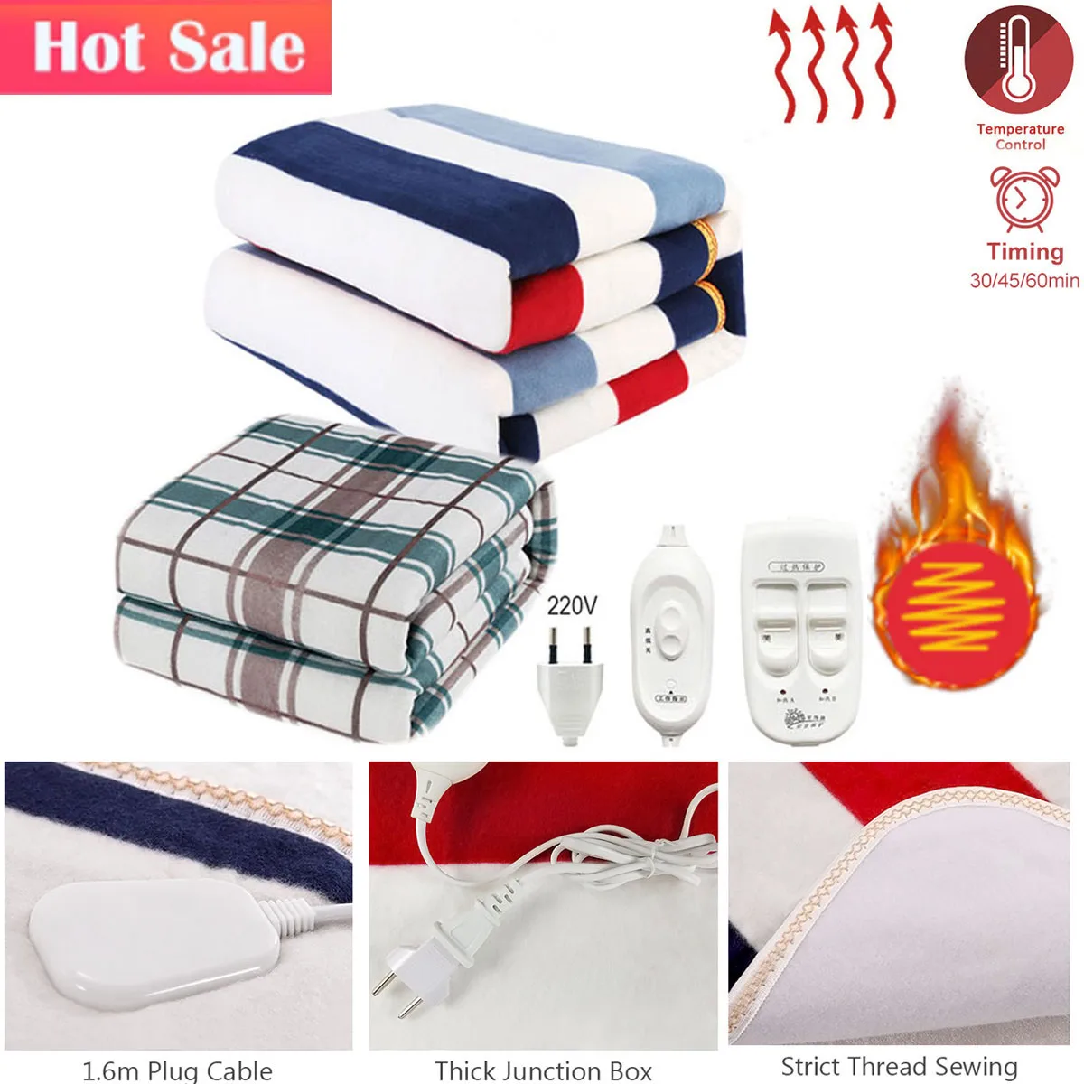 Electric Blanket 220V 110V Thicker Heater Double Heated Blanket