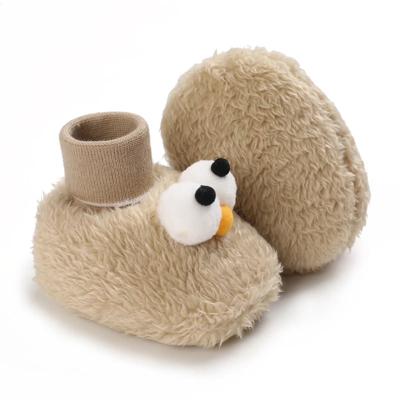 Cartoon Cute Baby Children's Shoes Men's and Women's Flat Shoes Elastic Rope Plush Warm and Comfortable Socks Shoes 0-18M 2