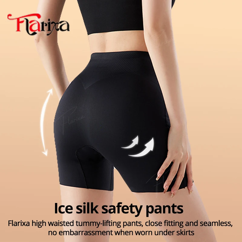 Flarixa High Waist Ice Silk Safety Pants Tummy Control Panties