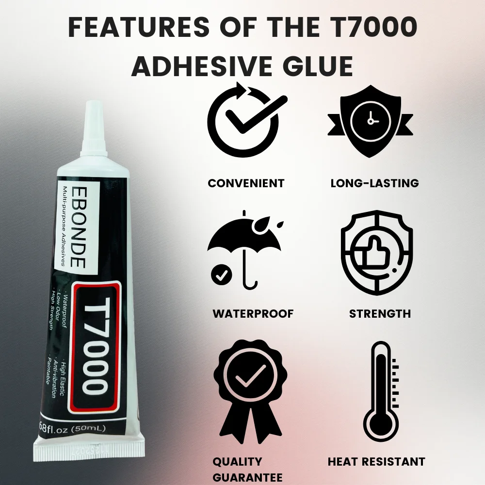 High-Precision Black Adhesive Glue with Precision Applicator Tip, Available in Multiple Sizes