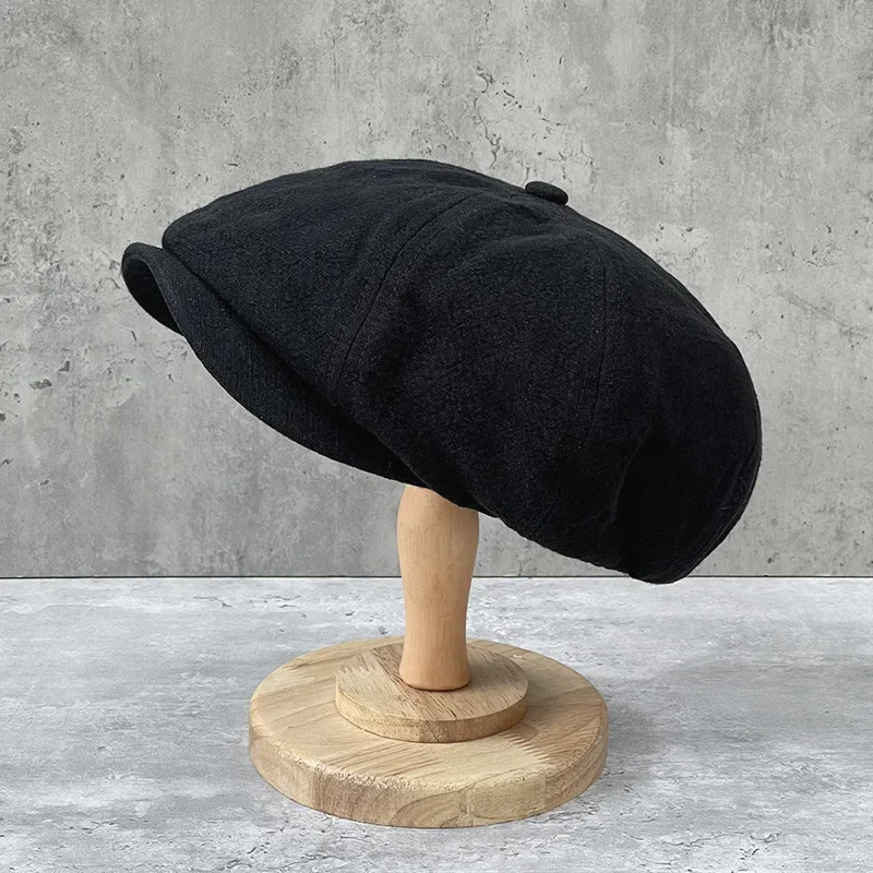 Men New Cotton Linen Big Size 63CM Newsboy Caps Spring Summer Thin Breathable Retro Berets Fashion Casual Octagonal Hats 60cm cotton newsboy cap berets hat