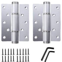 Soft Closing Hydraulic Door Hinges - Set of 2, 90° Positioning, 5 - Inch Adjustable Door Closer (Silver)