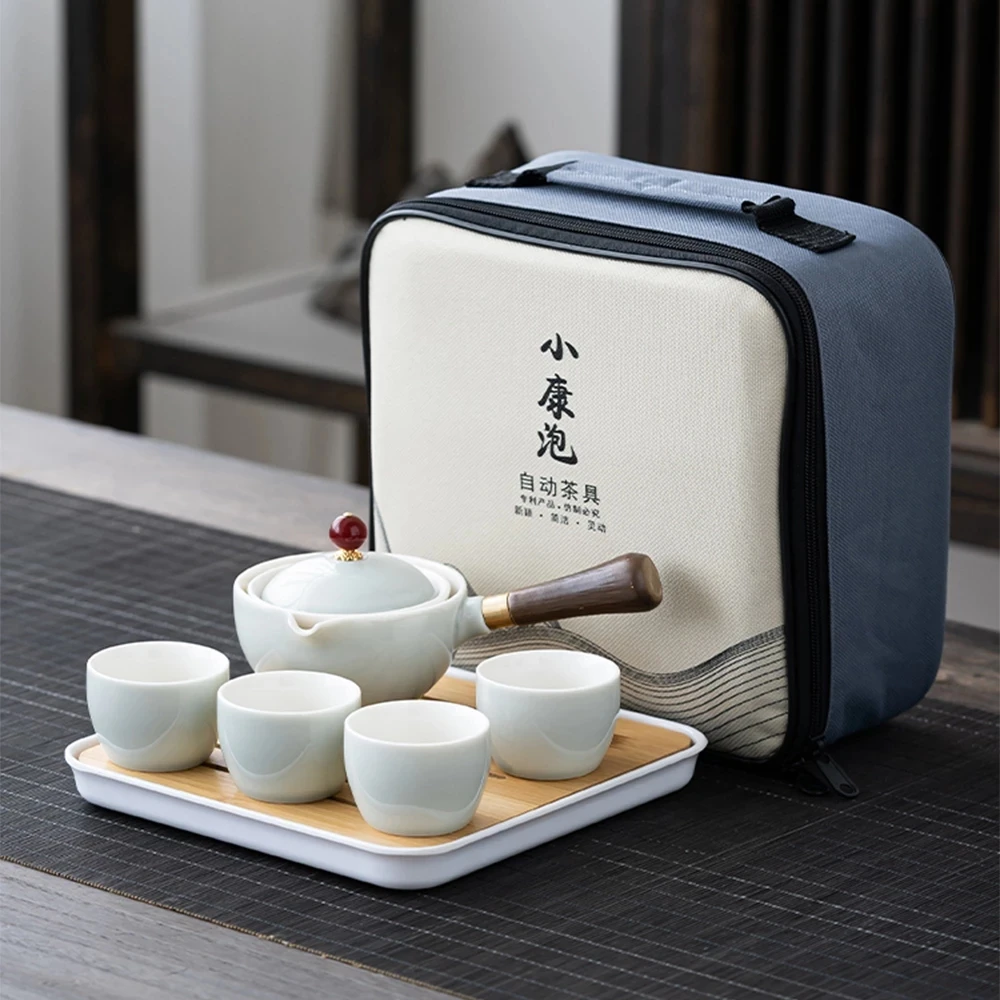 360&deg; Rotation Teaware Exquisite Stone Grinding Shape Tea Set Handmade Teapot Cup Set Chinese Ceremony Good Gift GungFu Tea Cup