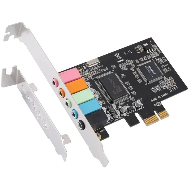 PCIe Sound Card 5.1, PCI Express Surround Card 3D Stereo Audio with High Sound Performance PC Sound Card CMI8738 Chip