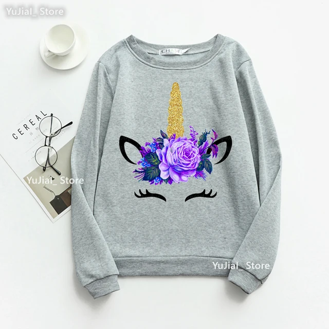 Felpa con stampa unicorno dorato abbigliamento donna Crown Pink