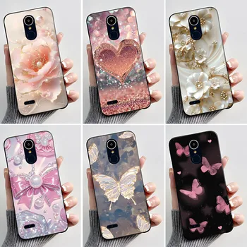 Case For LG K8 2017/LG K8 2018/LG K9 2018 Soft Silicone Black Shell For LG K10 2016/LG K10 2017 Cover Cute Flower Cartoon Casing