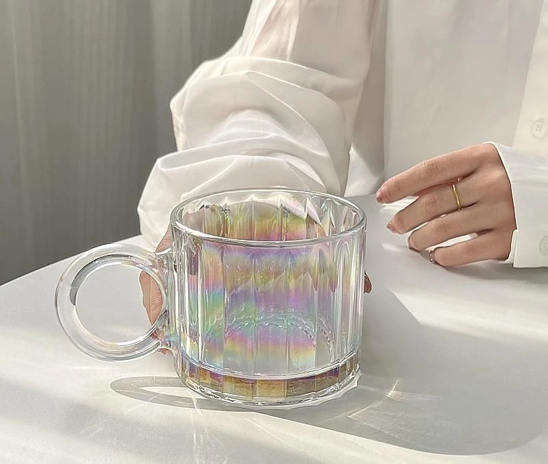 

Стеклянная чашка в Вертикальную Полоску с большими ушками, нишевой дизайн, чашка I, чашка для кофе и молока