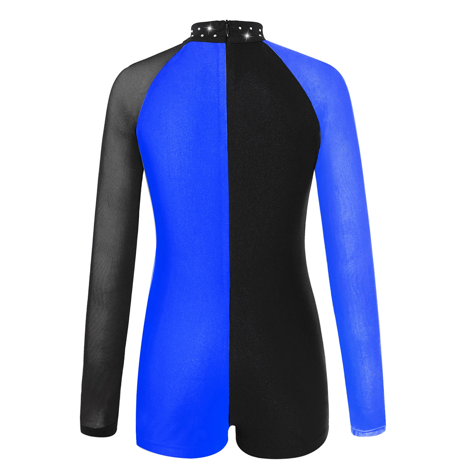 Kids Girls Gymanstics Jumpsuit for Girl Mesh Long Sleeve Ballet Dance Leotard Athletic Shorty Unitard Figure Skating Dancewear