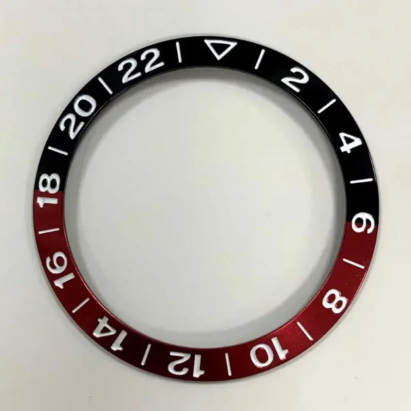 Aluminum Sloping Watch Bezel Insert with GMT Font, 38x30.5mm