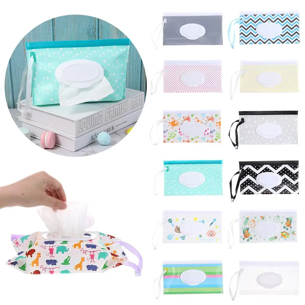 Useful Flip Cover Wet Wipes Bag Stroller Accessories Portable Snap-Strap Tissue Box Napkin Storage Boxes Cosmetic Pouch