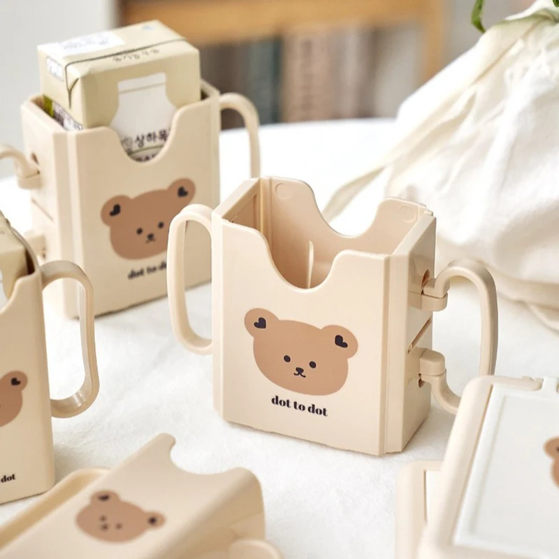 Carton Cup Holder Adjustable Plastic Baby Toddler Juice Box Drinking Anti-Squeeze Cups Holder Adjustable Milk Bottle