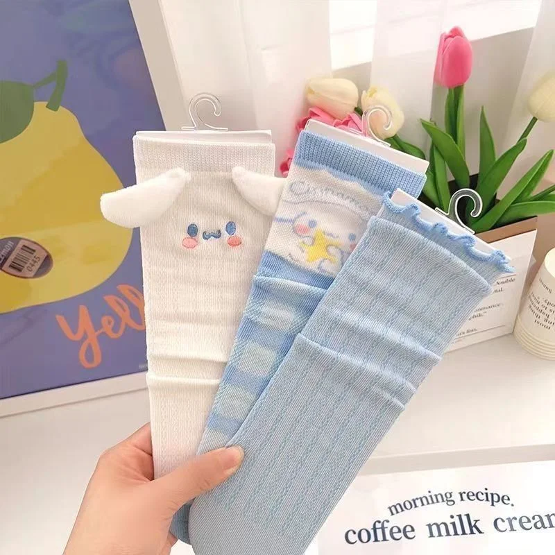 

3 шт. кавайные аниме носки-миди в стиле аниме Cinnamoroll Симпатичные Студенческие осенние всесезонные удобные поглощающие пот носки игрушки подарок для девочек