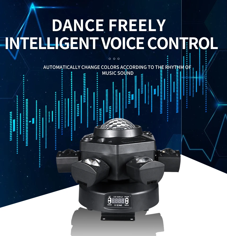 RGBW Kaleidoscope Six-Arm Mini Magic Ball Laser Light 120W 6 Head DMX Moving Hea