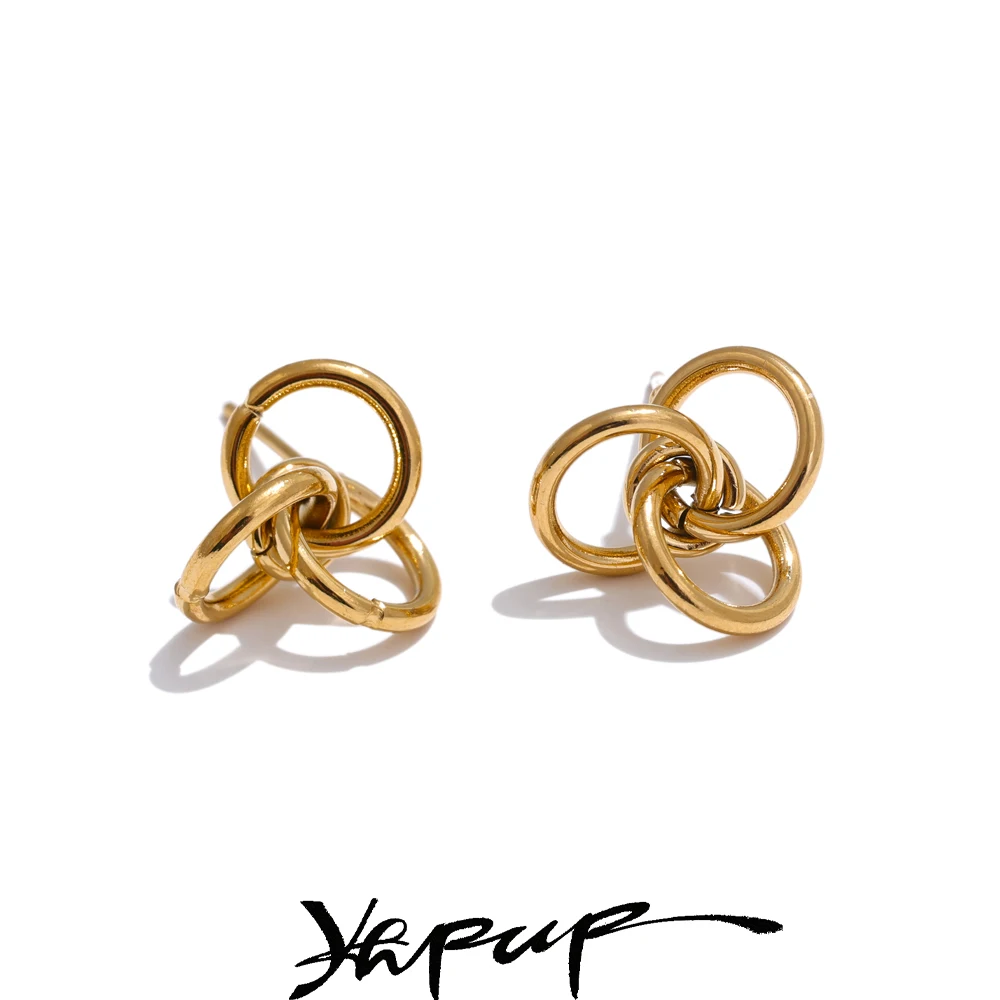 Yhpup Stud Earrings Stainless Steel PVD Plated