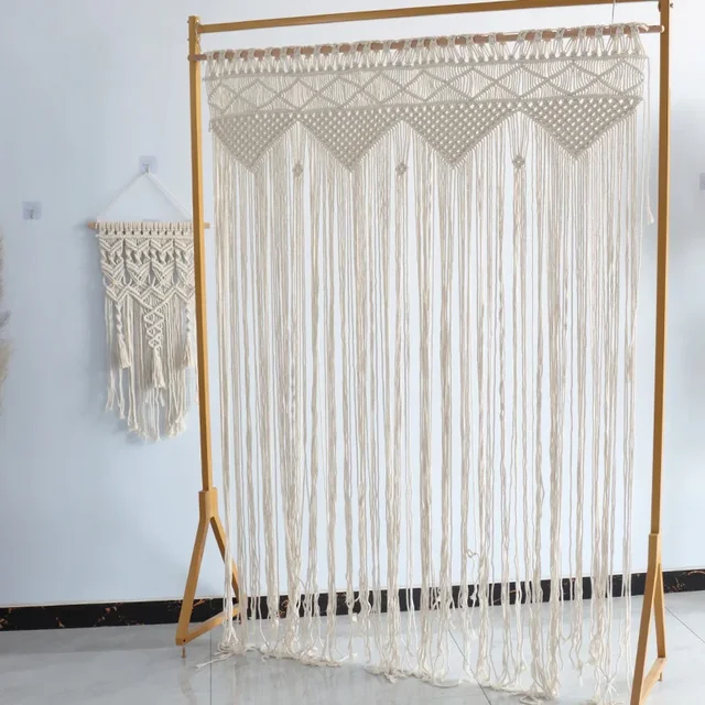 Handmade Cotton Rope Woven Curtain Tassel Tapestry Decorative Door Curtains Homestays Wall Creative Background Partition Curtain 5