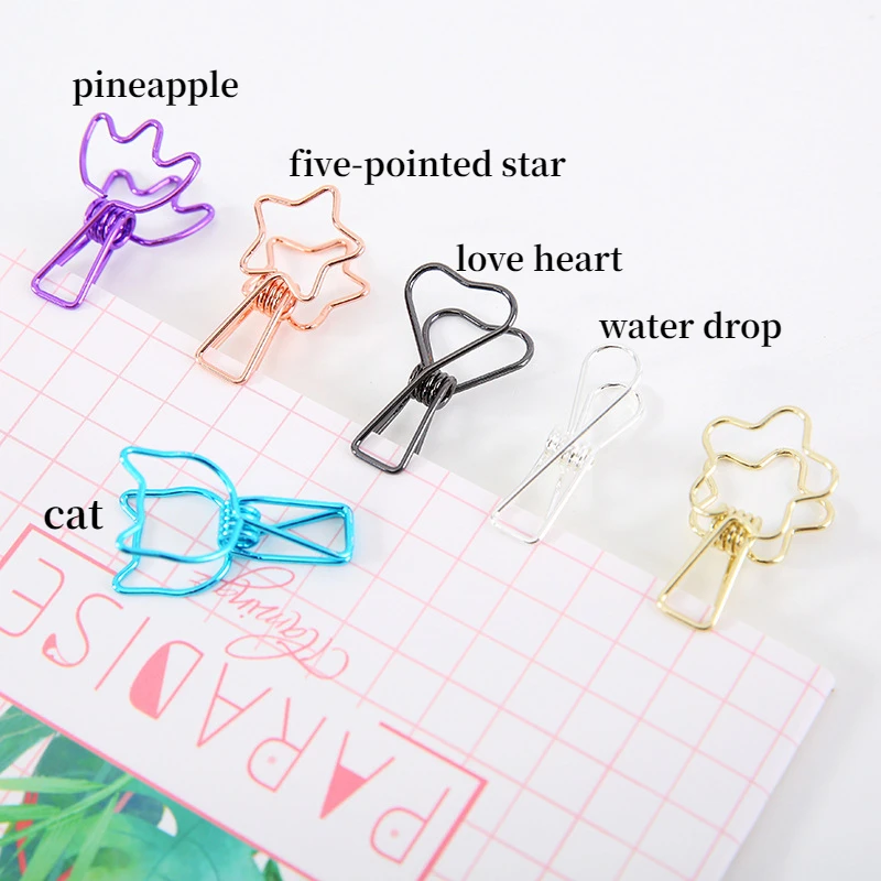 Mini Paper Clips Cartoon Cat Bookmarks Stationery Paperclips Students Paper Book Page Clips Organizer Management paper clips mini bookmark book clips 6pcs/lot