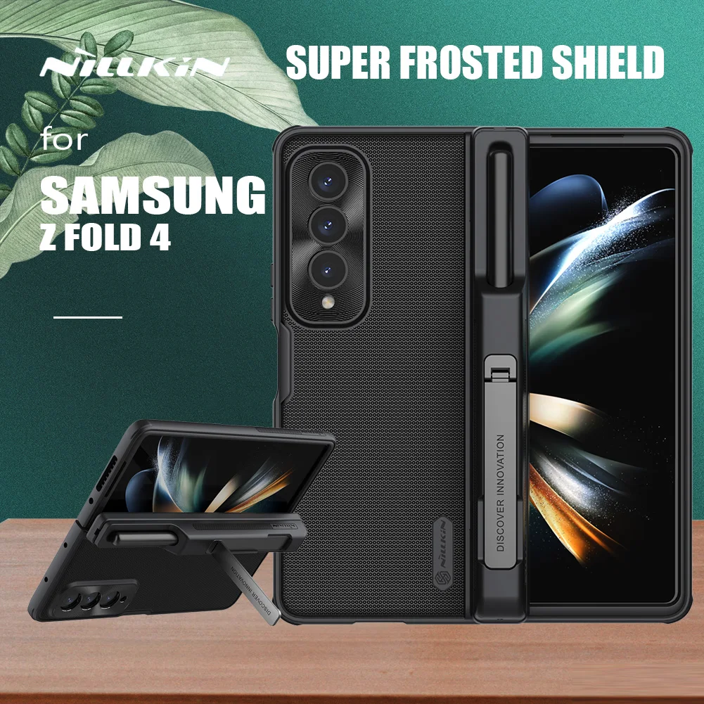 

Matte Nillkin for Samsung Galaxy Z Fold 4 ZFold4 W23 Case Super Frosted Shield Fold S-Pen Slot Holder Kickstand Bracket Cover