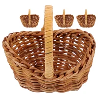4 Pcs Mini Woven Basket Set Rattan Baskets Storage Bins Tiny Flower Arrangement Holder Small Container Home Storage ganization 1