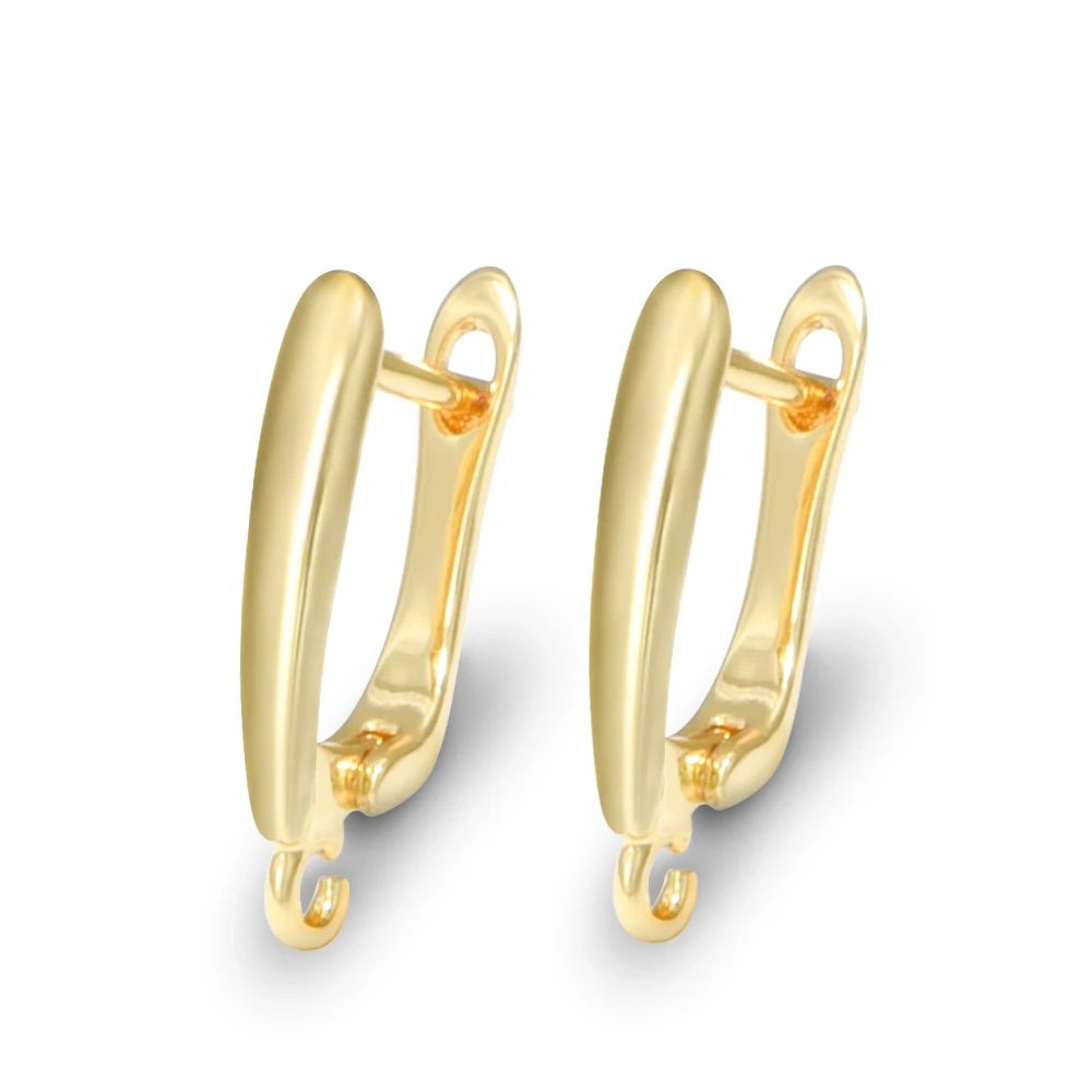 Earring Hooks 1 Pair Smooth 18K Gold/Rhodium Plated Ear Wire Fastener DIY Jewelry Making Accessories Supplies