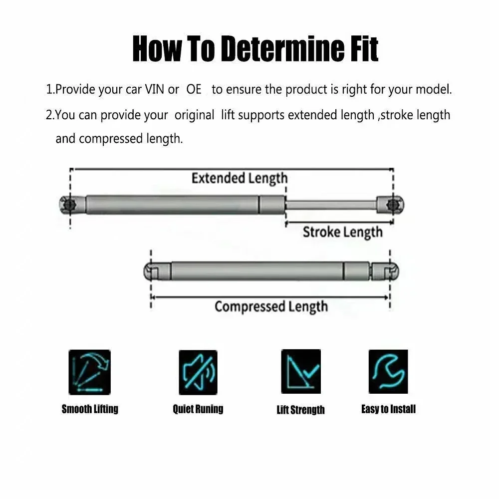 2pcs Rear Tailgate Gas Shocks Struts Lift Support For Honda Pilot 2003 2004 2005 2006 2007 74870S9VA01 Extend Length:643mm