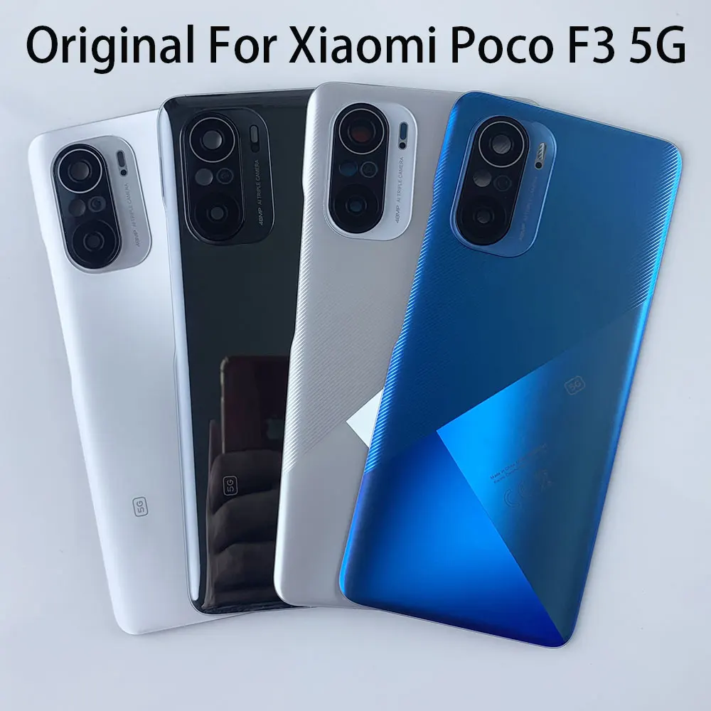 

100% Original For Xiaomi Poco F3 5G Glass Back Battery Cover Replacement Rear Housing Door Case With Camera Lens