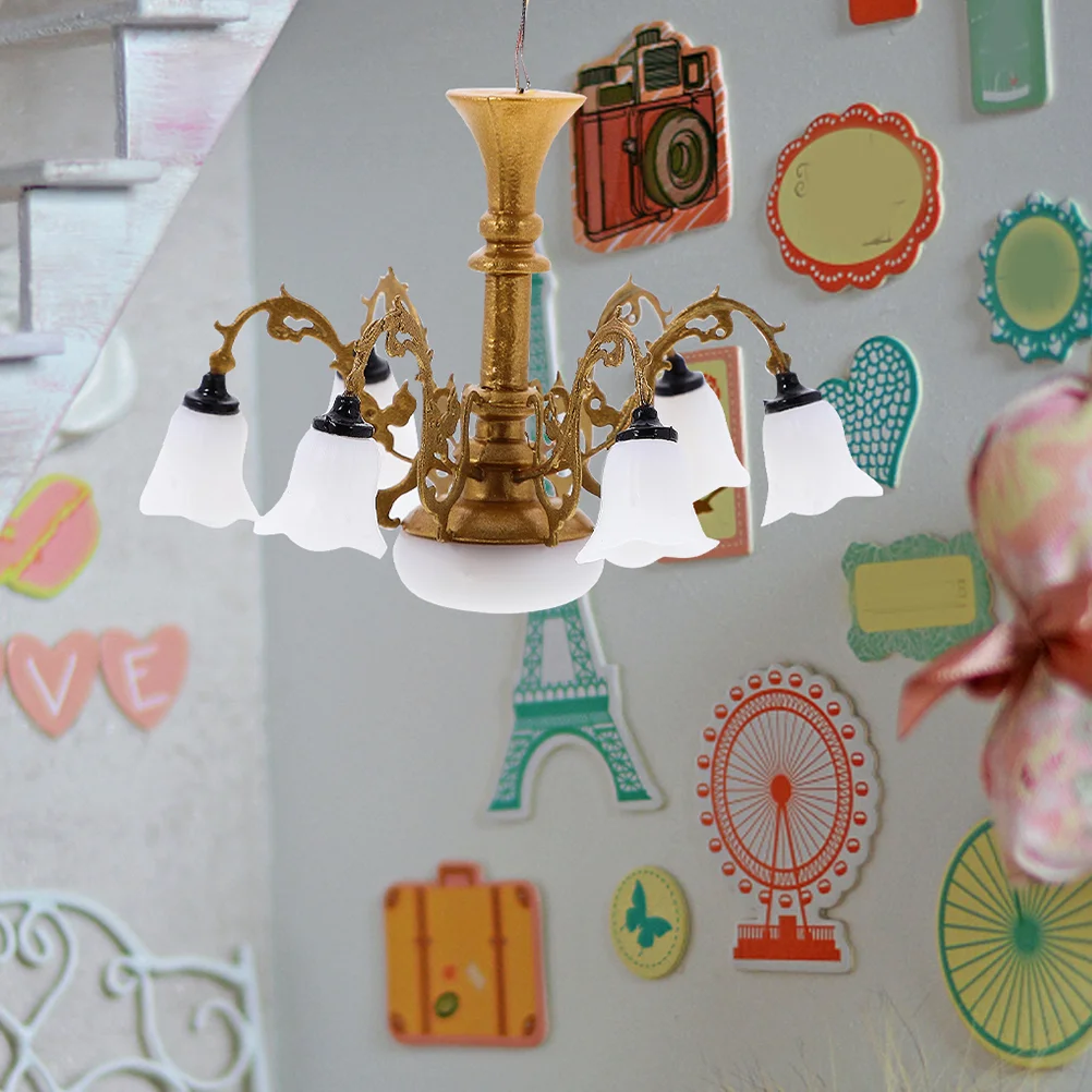 

Dollhouse Miniature Ceiling Lamp Led Light Battery Operated Mini Chandelier Ceiling Light Decoration Dollhouse Decoration