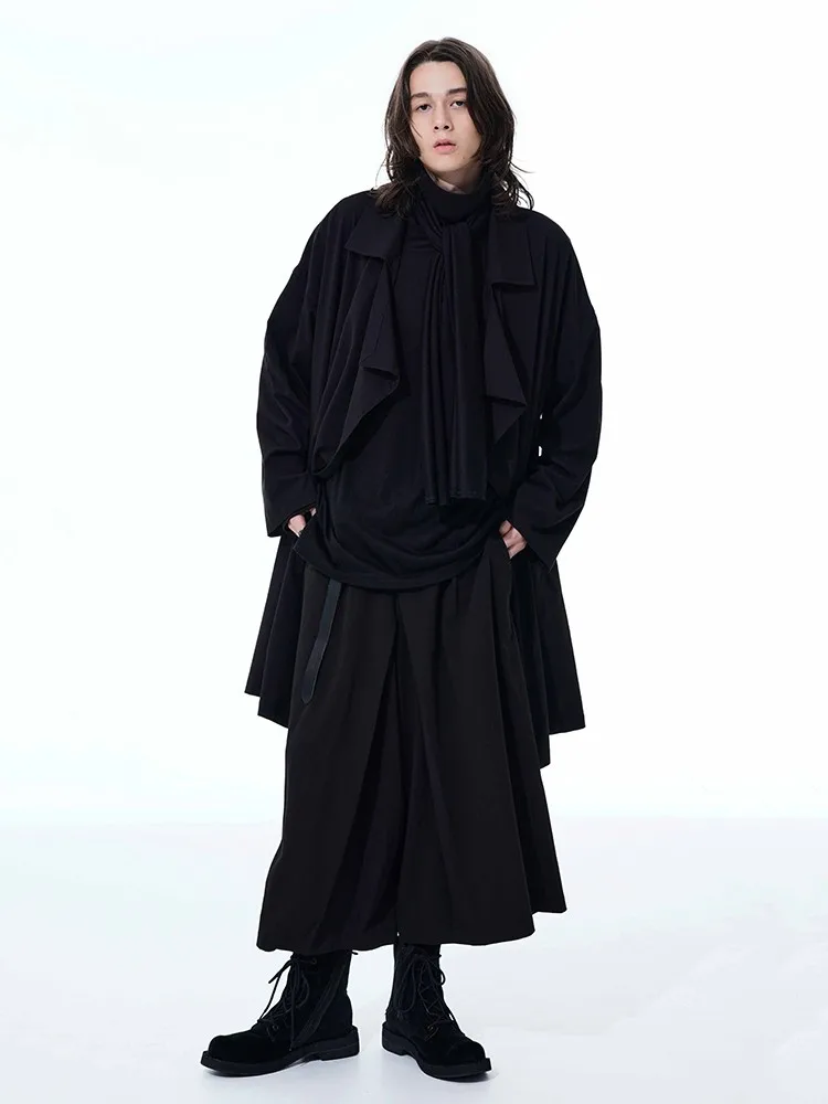 MAMELICCE Extra Loose Jacket Unsiex original design style Casual Trench Coat for Men and Women black outerwear