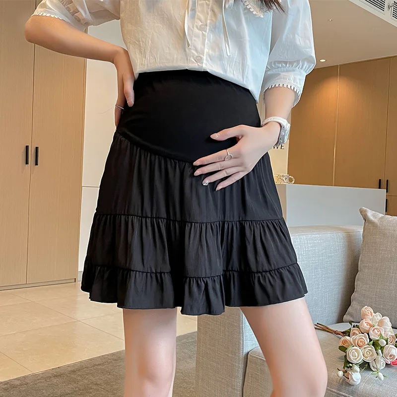 Maternity Skirt Summer Breathable Pleated Simple Korean Style Chiffon Above Knee Mini Temperament Versatile Pregnancy