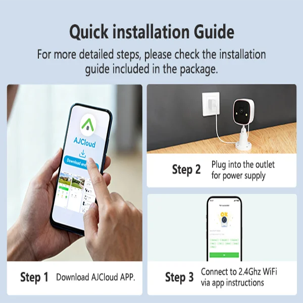 Jennov Outdoor/Indoor Security Cameras 2.4Ghz, 2K HD Wireless WiFi/Pet Dog Cat Baby Monitor Camera for Home Security IP66 6
