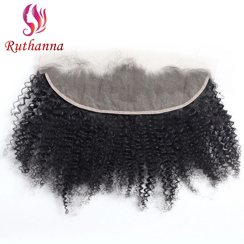 Afro Kinky Curly 13x4 Lace Frontal Human Hair Transparent Lace Frontal Brazilian Virgin Hair High Quality Soft and Silky