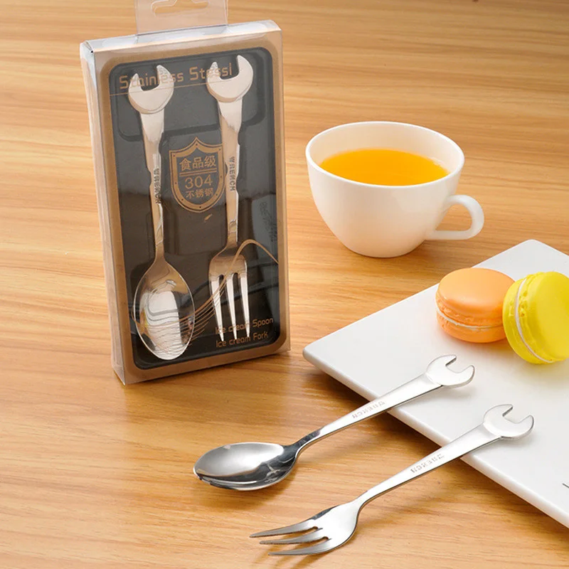 

Wrench Cutlery Spoon Fork Creative Teaspoon Fork Stainless Steel Dinner Spoon Coffee Cutlery Set Tableware Camping Dinnerware