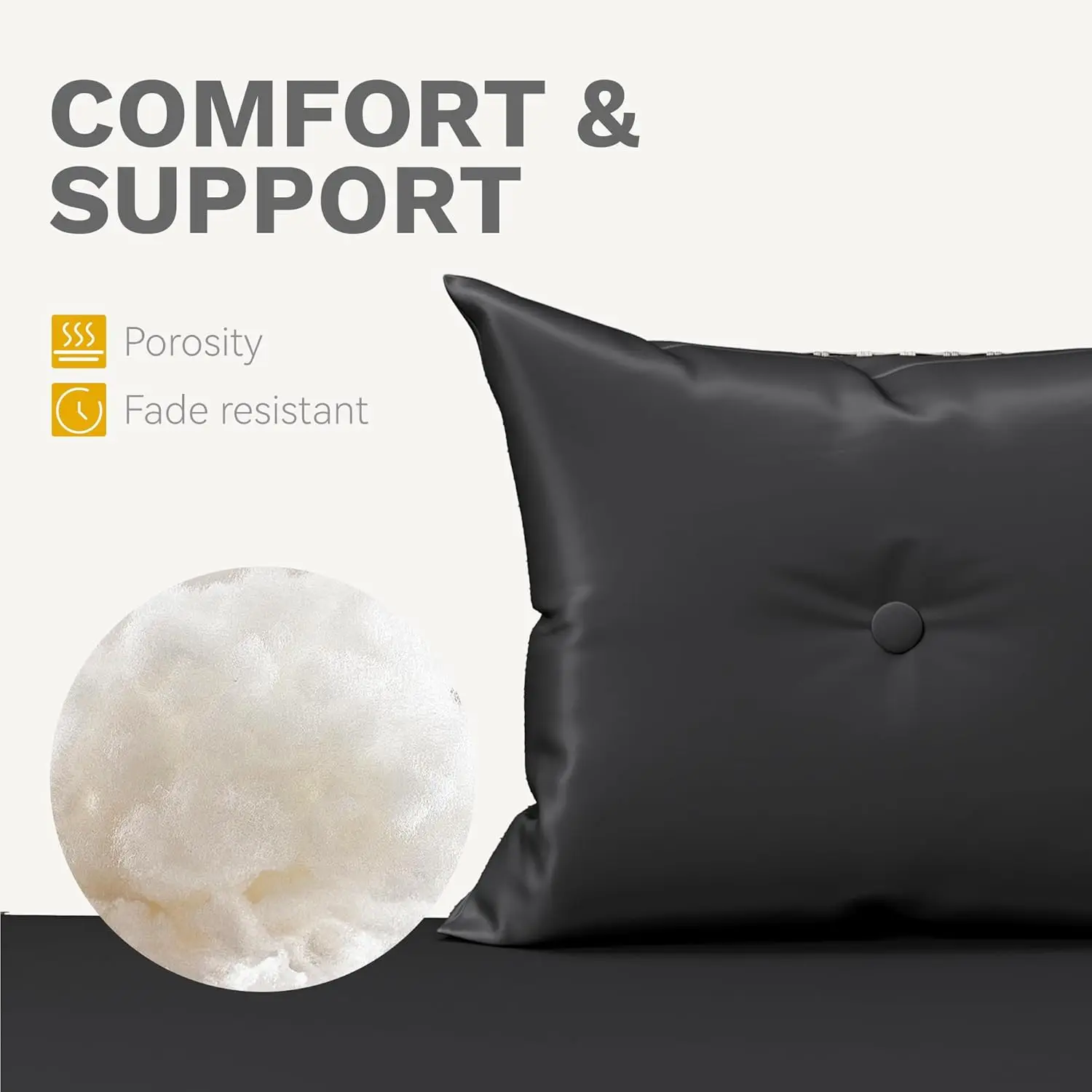 2-Seater Wicker Swing Chair. Outdoor Gray Rattan. 2 Back Cushions. 530lbs Capacity. Garden, Balcony. Gray Rattan. Black Cushion.