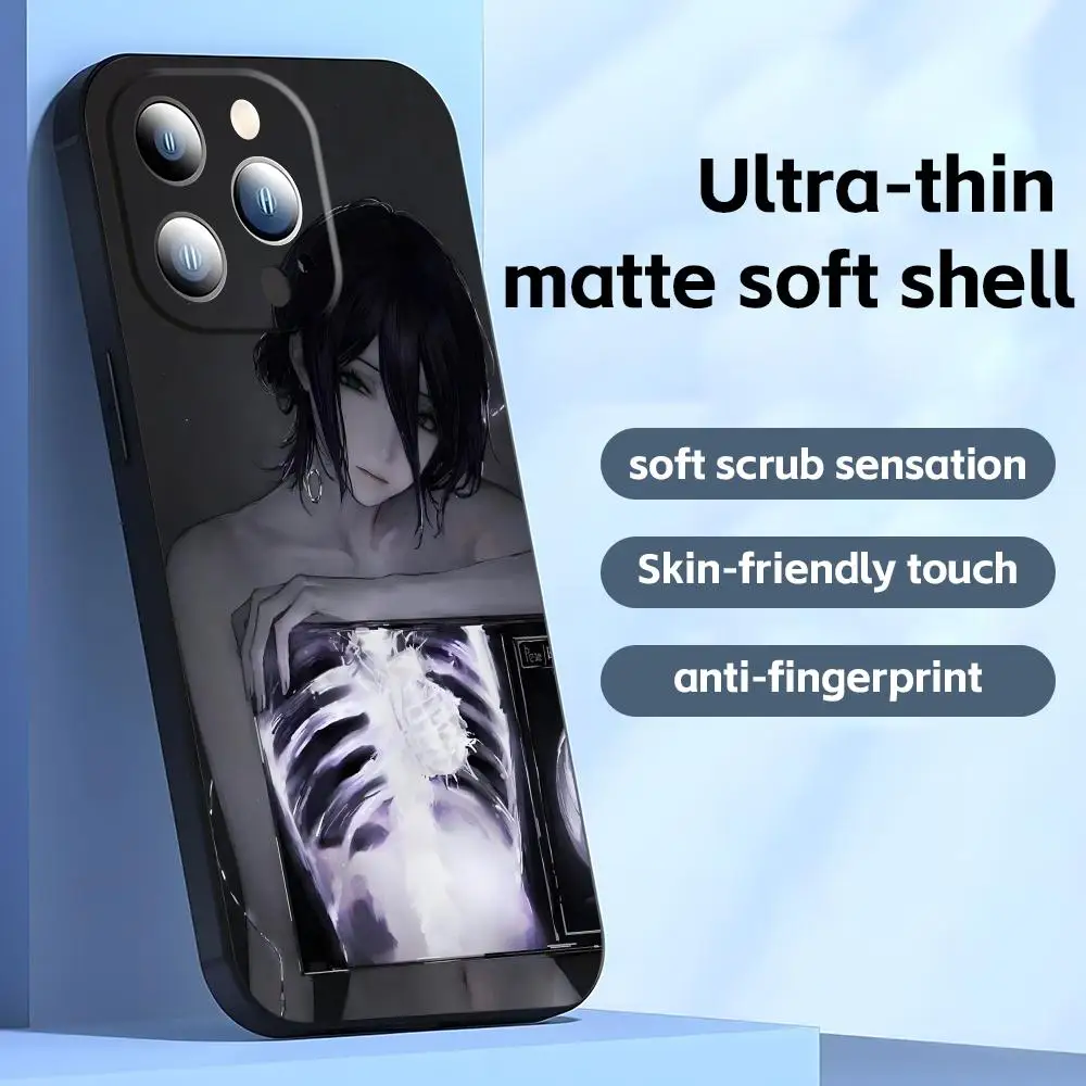 Premium Anime Chainsaw Man Shockproof Phone Case - Soft Black Cover