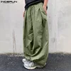 INCERUN 2024 Korean Style Trousers Men's Pleated Splicing Wide Leg Pantalons Casual Simple Male Solid Drawstring Long Pant S-5XL 4