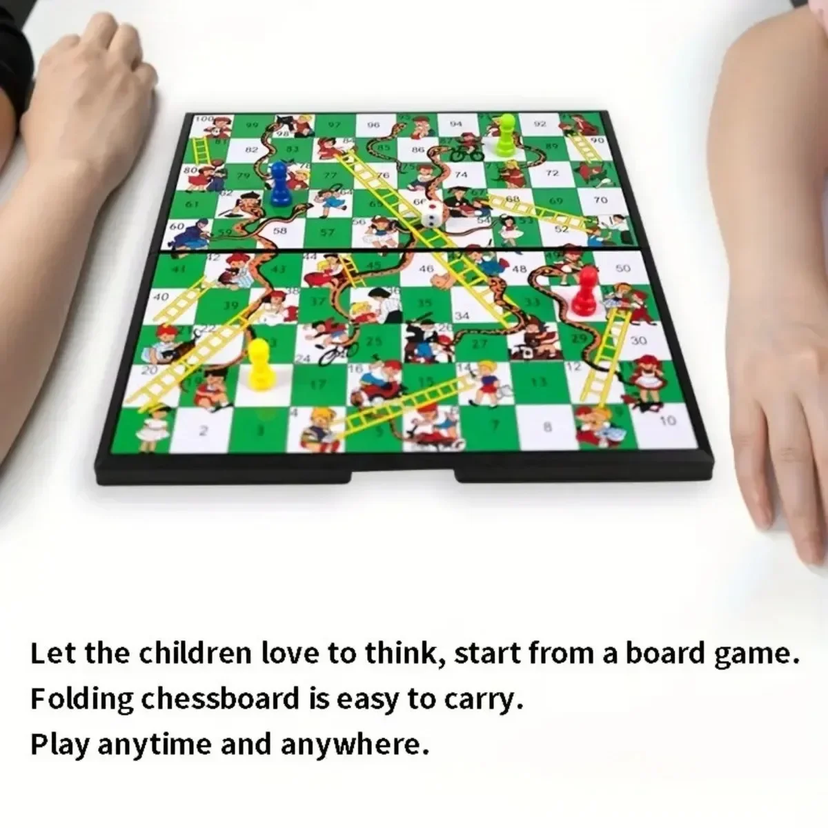 1Set Snake Ladder Educational Kids Children Toys Interesting Board Game Set Portable Flying Chess Board Family Game