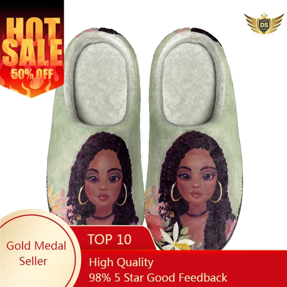 Winter Women Flannel Slippers Africa Print Couple Indoor Non-Slip Slipper Slides Warm Bedroom Lady Comfy Footwear Zapatos Planos