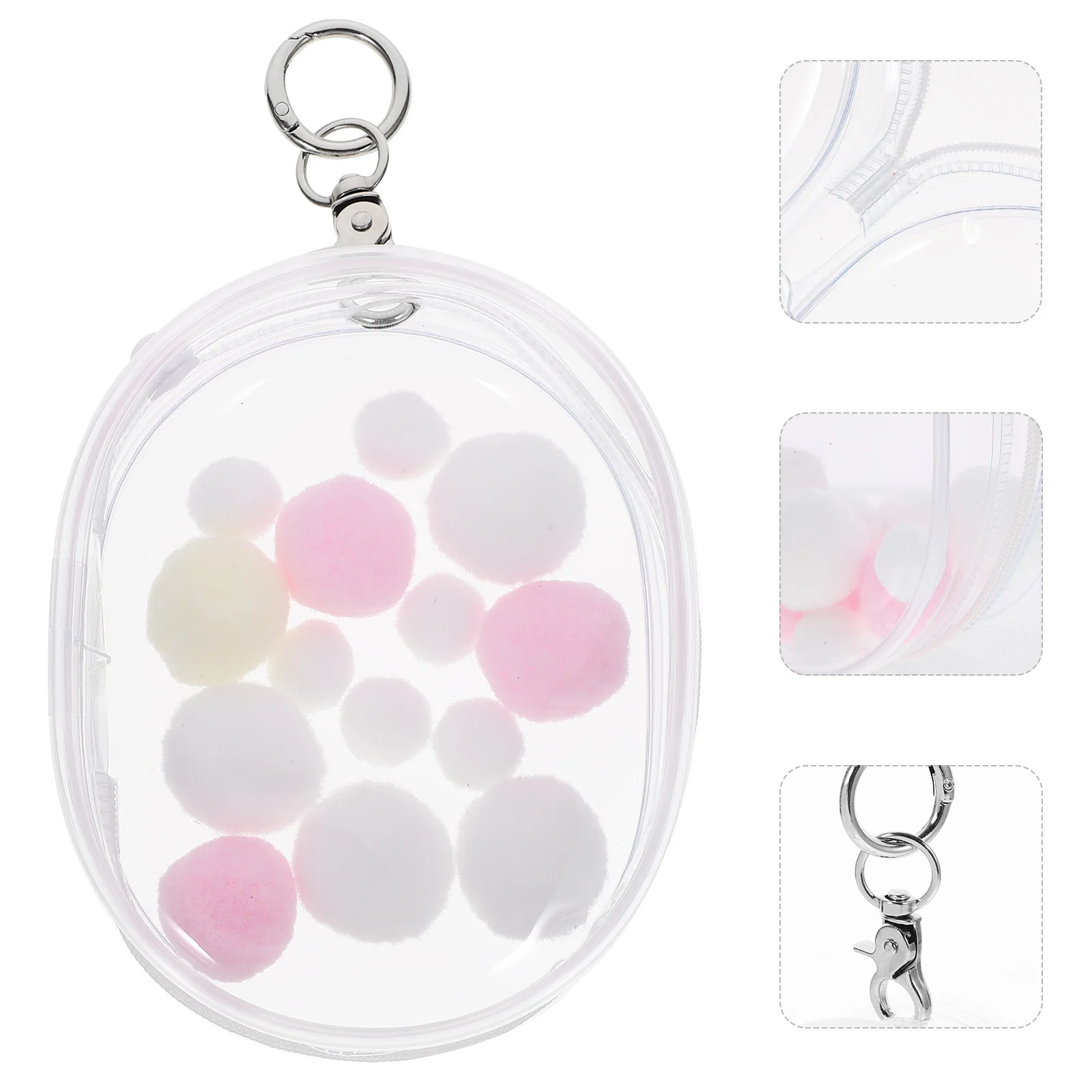 

Clear Display Case Keychain Doll Mini Figures Portable Doll Storage Hanging Bag Zipper Closure Keychain Charms Collectibles