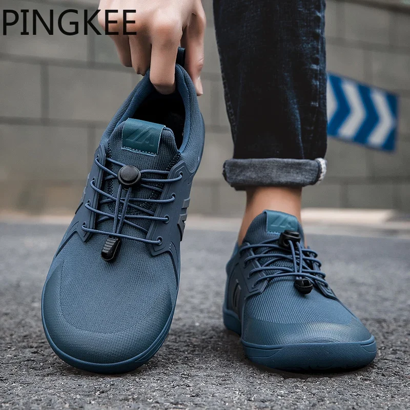 

PINGKEE Unisex Wide Toe Box Walking Men's Minimalist Barefoot Shoes For Men Women Zero Drop Sole Crossfit Leather Sneakers Men