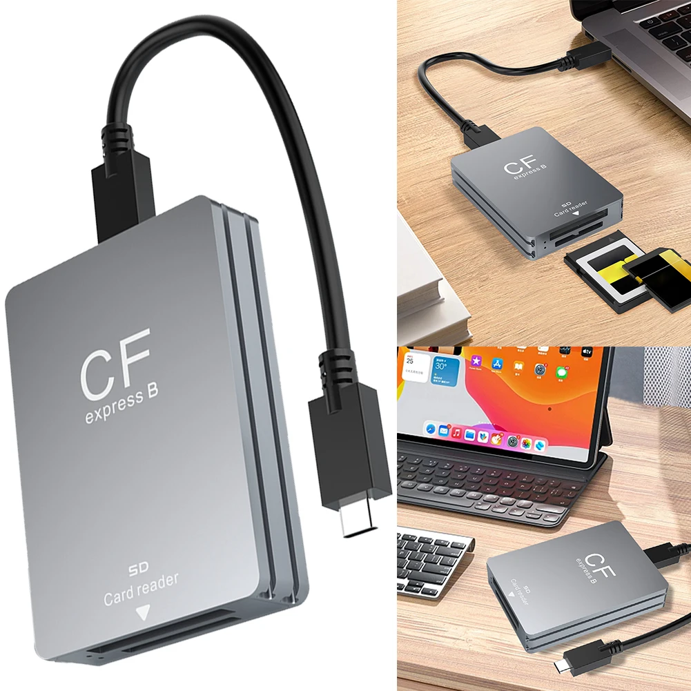 2 in 1 CFexpress B 타입 SD 카드 리더, CFexpress 카드 어댑터, USB 3.2, 10Gbps 듀얼 슬롯 지지대, 안드로이드, 윈도우, 맥 OS SLR용