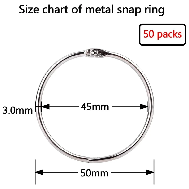 2 Inch 50 Pack Loose Leaf Binder Rings Binder Rings Nickel Plated Steel Binder Rings Keychain Key Rings, Metal Rings