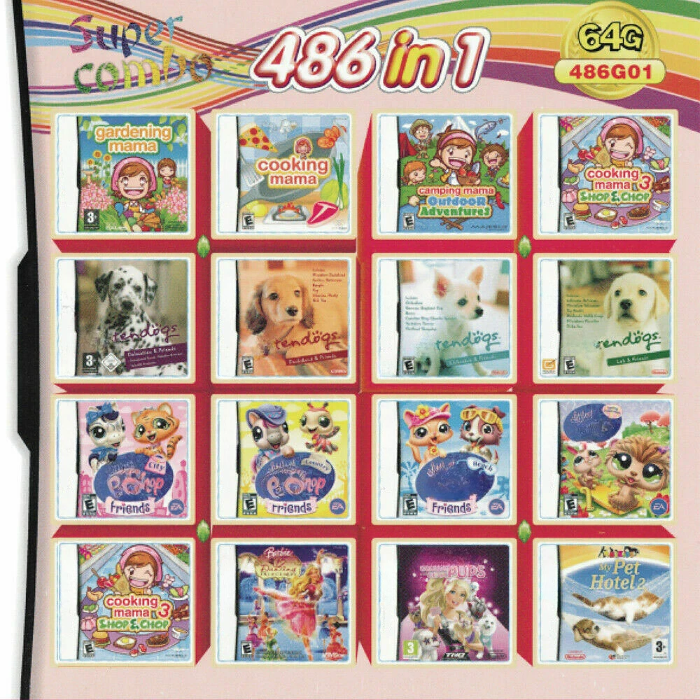 DS Card Cartridge 486 in 1 Video Card Cartridge for NDS NDSL NDSi 3DS 2DS English Console Tool